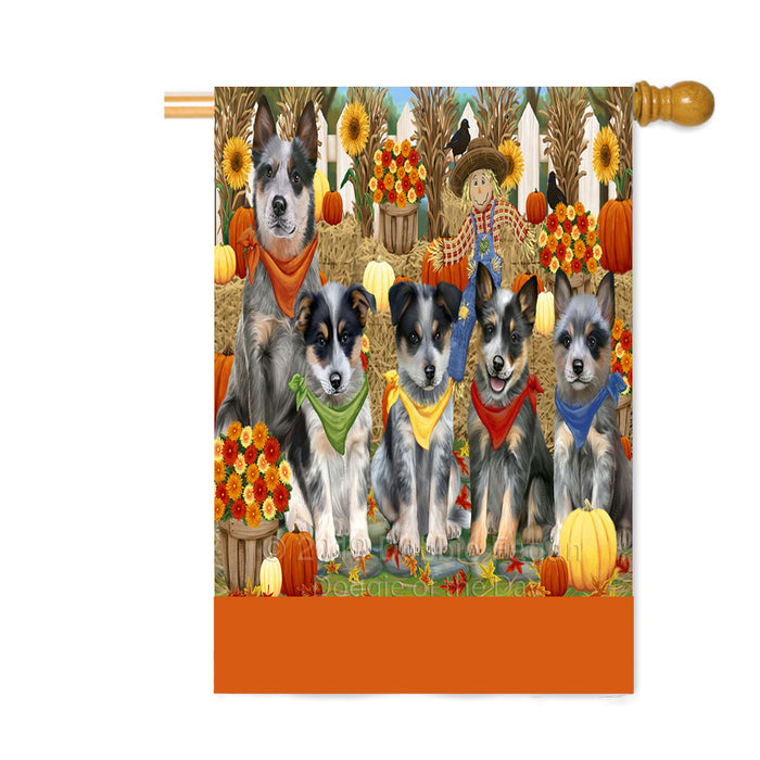 Personalized Fall Festive Gathering Blue Heeler Dogs with Pumpkins Custom House Flag FLG-DOTD-A61876