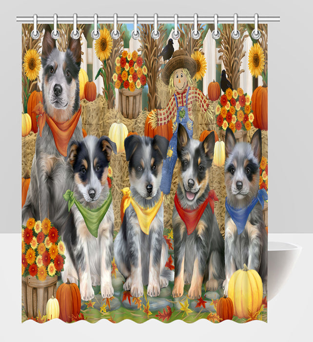 Fall Festive Harvest Time Gathering Blue Heeler Dogs Shower Curtain