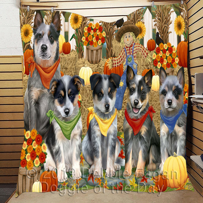 Fall Festive Harvest Time Gathering Blue Heeler Dogs Quilt