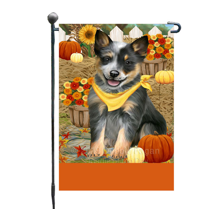 Personalized Fall Autumn Greeting Blue Heeler Dog with Pumpkins Custom Garden Flags GFLG-DOTD-A61821