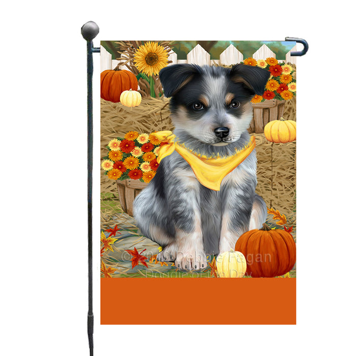 Personalized Fall Autumn Greeting Blue Heeler Dog with Pumpkins Custom Garden Flags GFLG-DOTD-A61822
