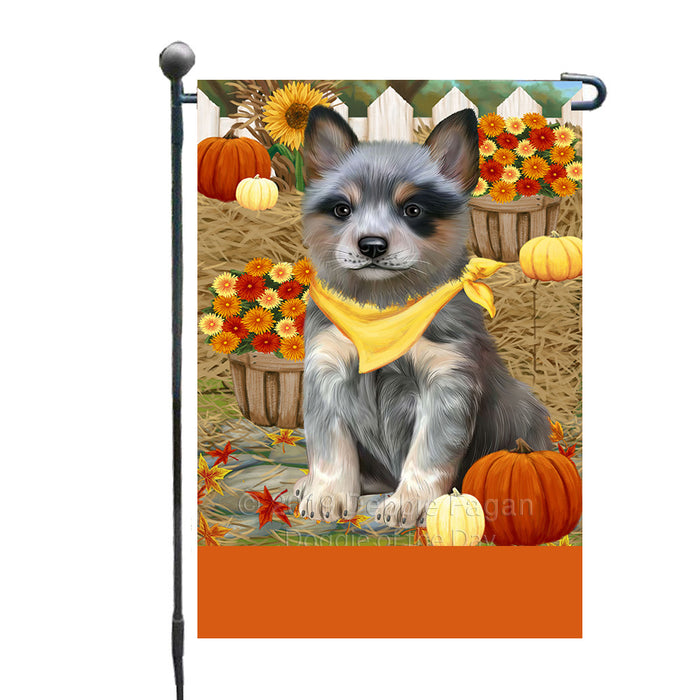 Personalized Fall Autumn Greeting Blue Heeler Dog with Pumpkins Custom Garden Flags GFLG-DOTD-A61823