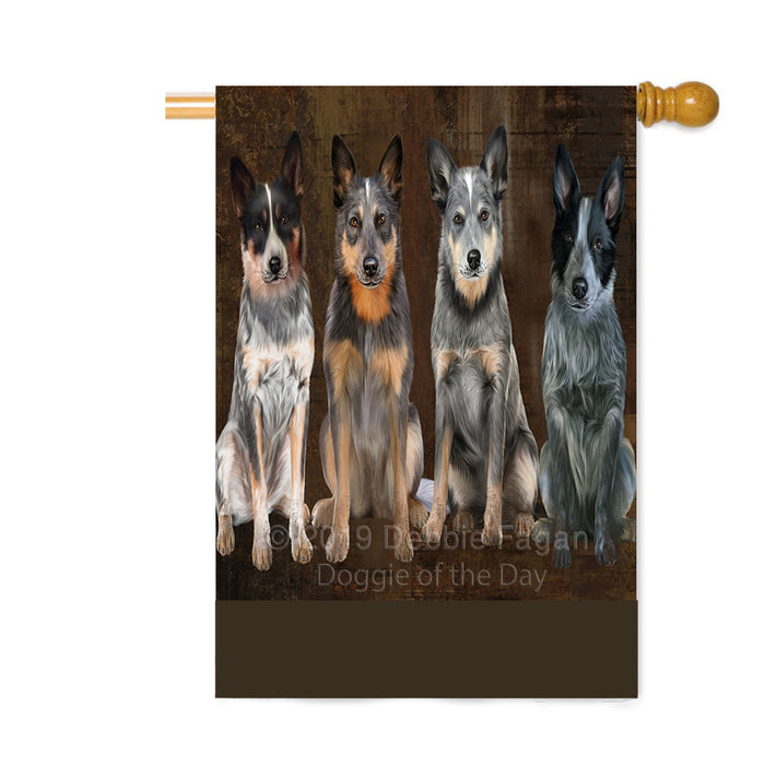 Personalized Rustic 4 Blue Heeler Dogs Custom House Flag FLG64422