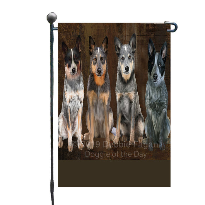 Personalized Rustic 4 Blue Heeler Dogs Custom Garden Flag GFLG63345
