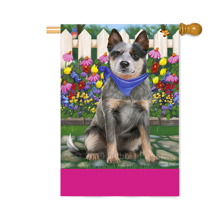Personalized Spring Floral Blue Heeler Dog Custom House Flag FLG-DOTD-A62816