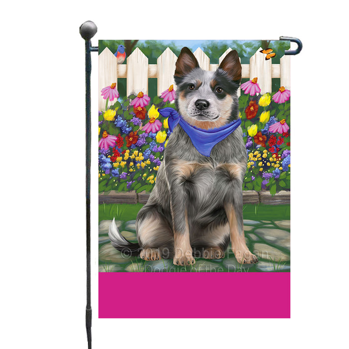 Personalized Spring Floral Blue Heeler Dog Custom Garden Flags GFLG-DOTD-A62760