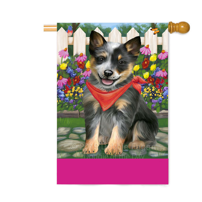 Personalized Spring Floral Blue Heeler Dog Custom House Flag FLG-DOTD-A62818