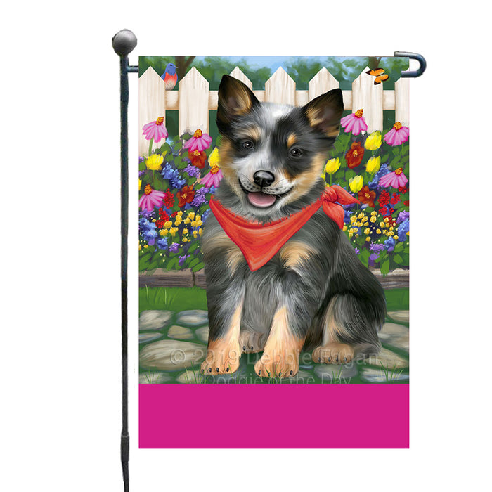 Personalized Spring Floral Blue Heeler Dog Custom Garden Flags GFLG-DOTD-A62762