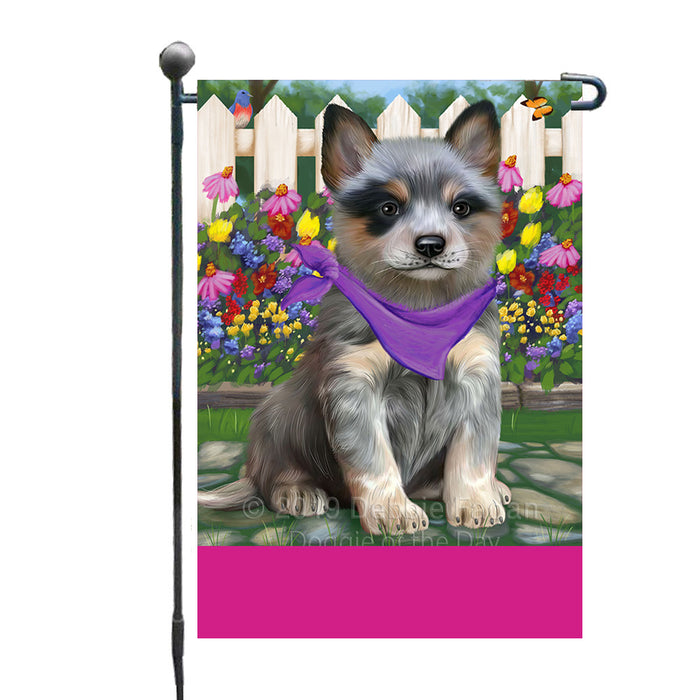 Personalized Spring Floral Blue Heeler Dog Custom Garden Flags GFLG-DOTD-A62763