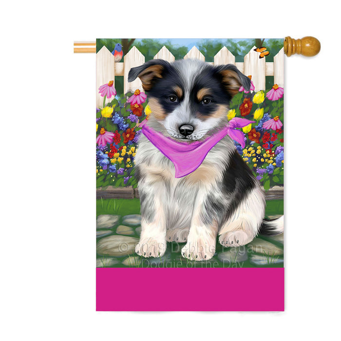 Personalized Spring Floral Blue Heeler Dog Custom House Flag FLG-DOTD-A62820