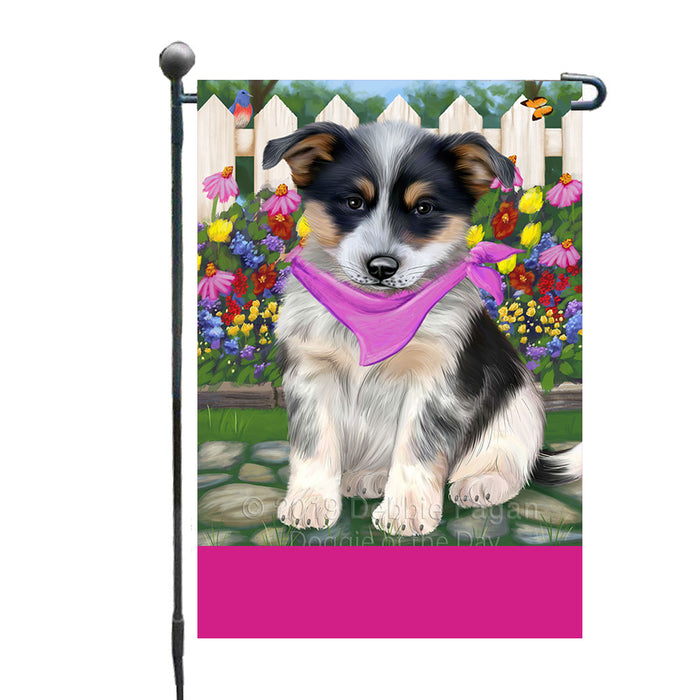 Personalized Spring Floral Blue Heeler Dog Custom Garden Flags GFLG-DOTD-A62764