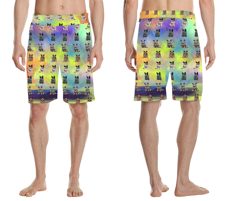Paradise Wave Blue Heelers Dogs All Over Print Men's Casual Shorts