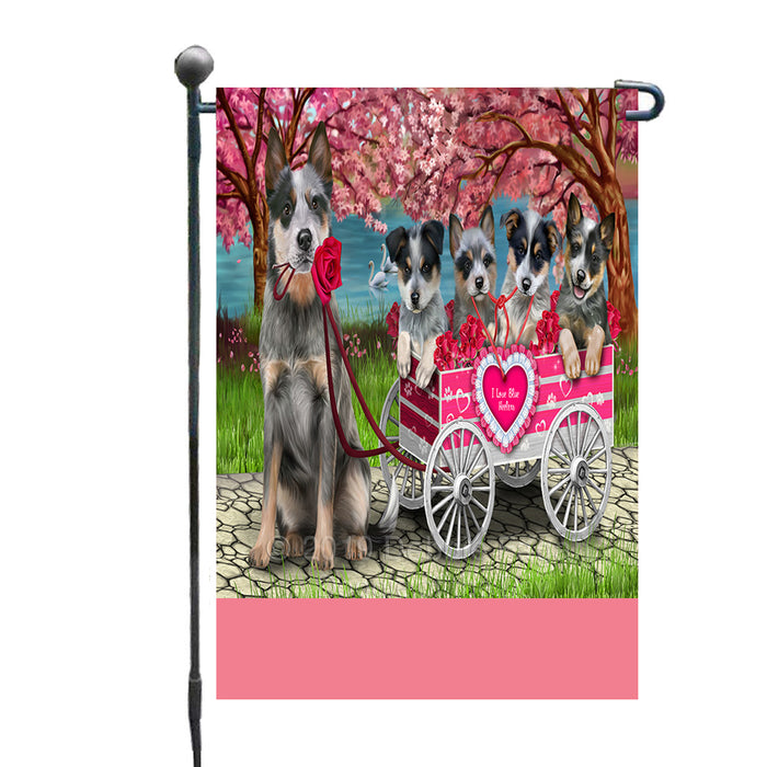 Personalized I Love Blue Heeler Dogs in a Cart Custom Garden Flags GFLG-DOTD-A62135