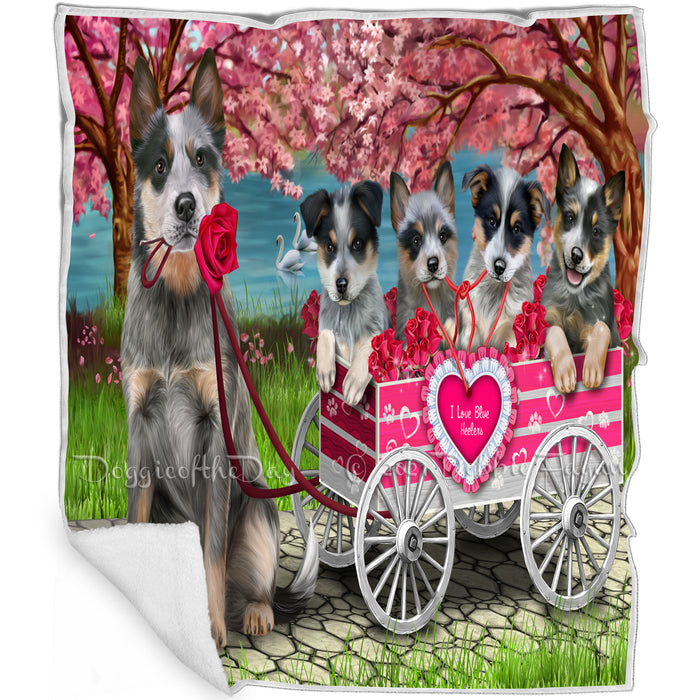 I Love Blue Heelers Dog Cat in a Cart Blanket BLNKT82065