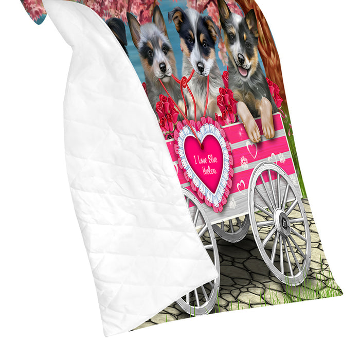 I Love Blue Heeler in a Cart Quilt