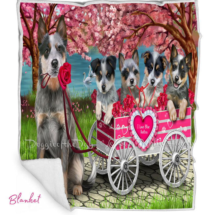 Mother's Day Gift Basket Blue Heeler Blanket, Pillow, Coasters, Magnet, Coffee Mug and Ornament