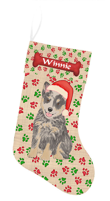 Pet Name Personalized Christmas Paw Print Heeler Dogs Stocking