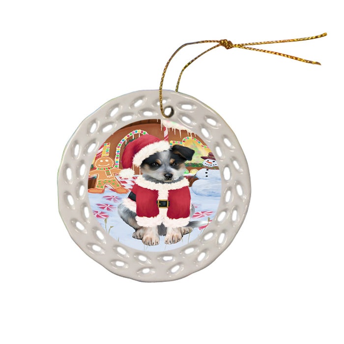 Christmas Gingerbread House Candyfest Blue Heeler Dog Ceramic Doily Ornament DPOR56550