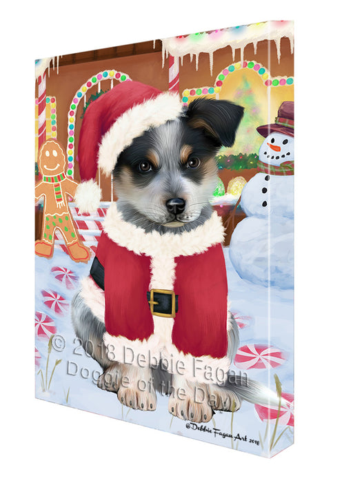 Christmas Gingerbread House Candyfest Blue Heeler Dog Canvas Print Wall Art Décor CVS127970