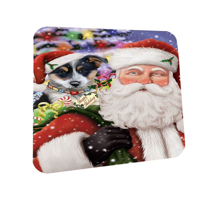 Santa Carrying Blue Heeler Dog and Christmas Presents Coasters Set of 4 CST53634
