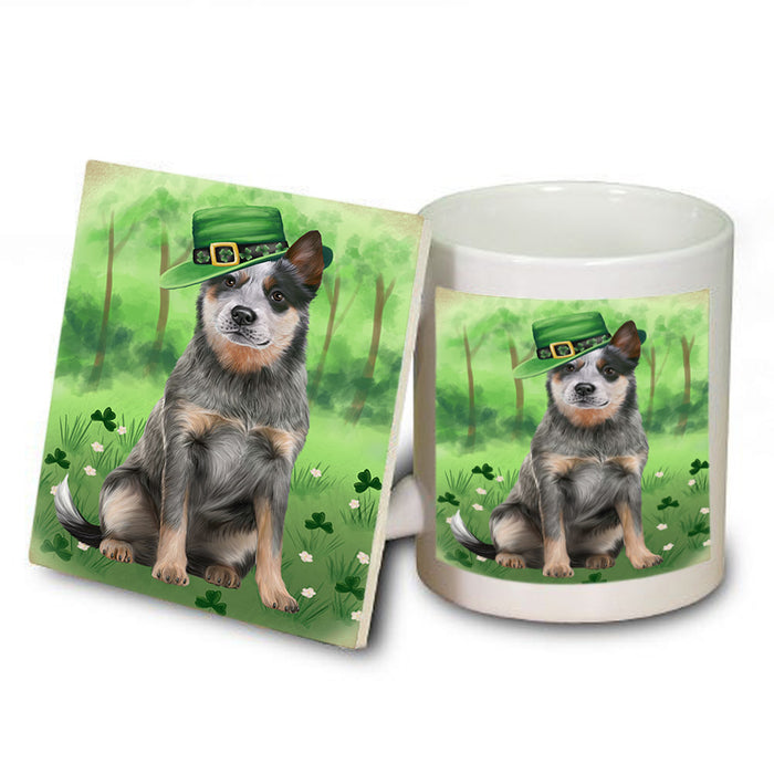 St. Patricks Day Irish Portrait Blue Heeler Dog Mug and Coaster Set MUC56980