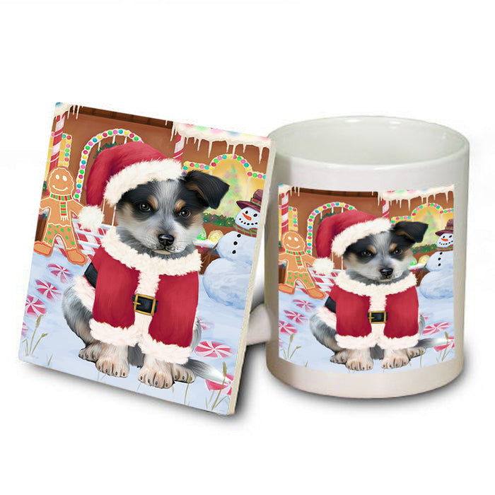 Christmas Gingerbread House Candyfest Blue Heeler Dog Mug and Coaster Set MUC56186