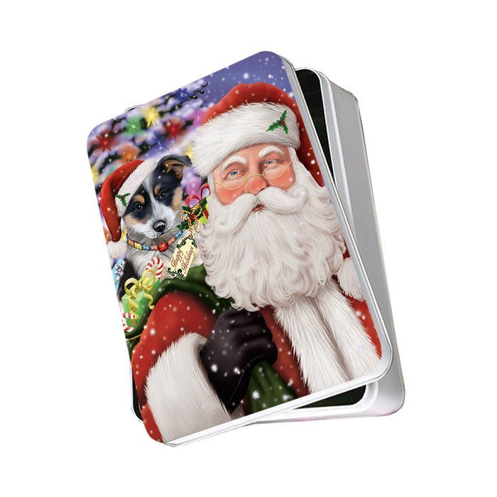 Santa Carrying Blue Heeler Dog and Christmas Presents Photo Storage Tin PITN53619