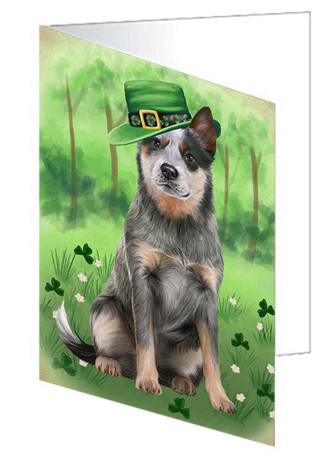 St. Patricks Day Irish Portrait Blue Heeler Dog Handmade Artwork Assorted Pets Greeting Cards and Note Cards with Envelopes for All Occasions and Holiday Seasons GCD76478