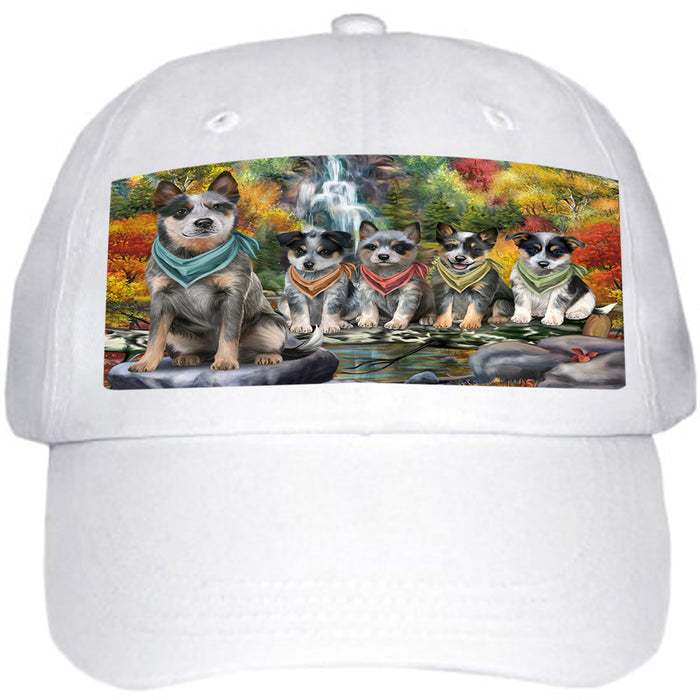Scenic Waterfall Blue Heelers Dog Ball Hat Cap HAT59223