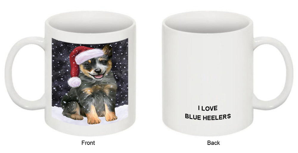 Let it Snow Christmas Holiday Blue Heeler Dog Wearing Santa Hat Coffee Mug MUG49683