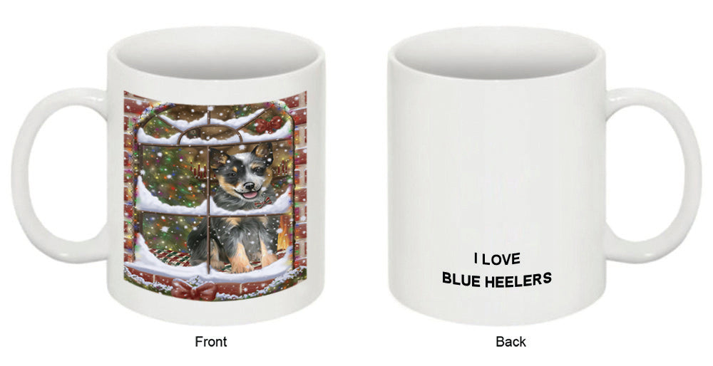 Please Come Home For Christmas Blue Heeler Dog Sitting In Window Coffee Mug MUG49017
