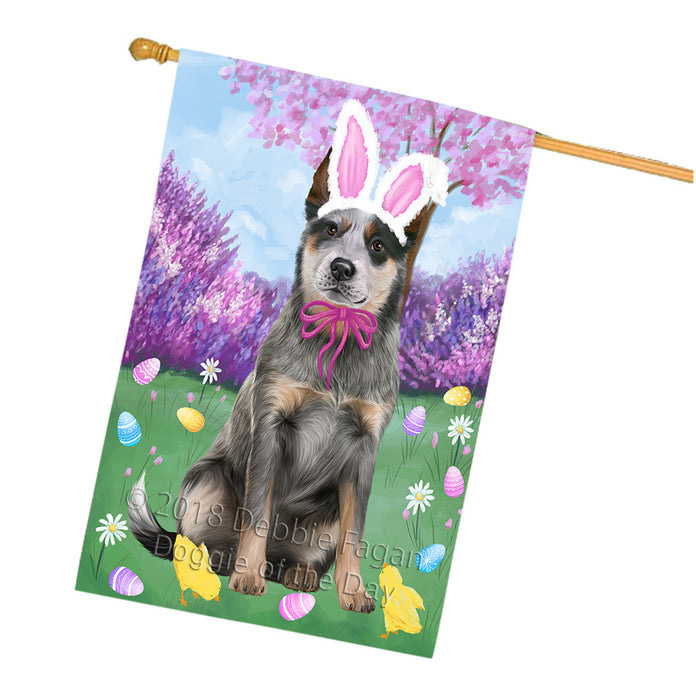Easter Holiday Blue Heeler Dog House Flag FLG57590