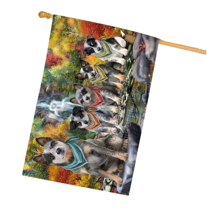 Scenic Waterfall Blue Heelers Dog House Flag FLG51963