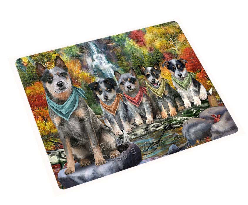 Scenic Waterfall Blue Heelers Dog Large Refrigerator / Dishwasher Magnet RMAG71478