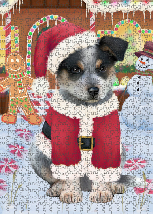 Christmas Gingerbread House Candyfest Blue Heeler Dog Puzzle with Photo Tin PUZL92976
