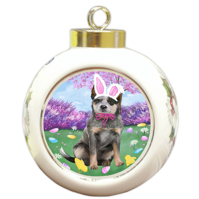 Easter Holiday Blue Heeler Dog Round Ball Christmas Ornament RBPOR57285