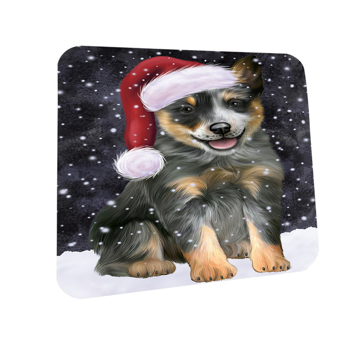 Let it Snow Christmas Holiday Blue Heeler Dog Wearing Santa Hat Coasters Set of 4 CST54243