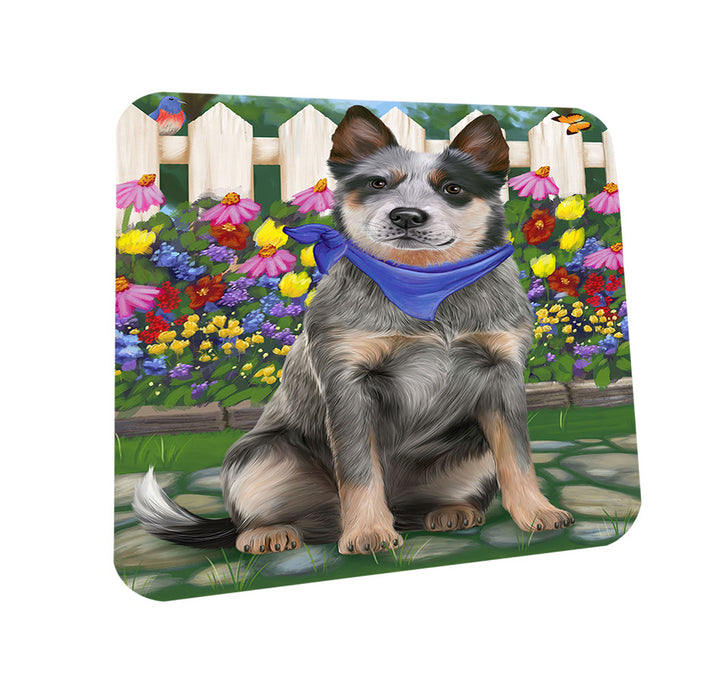Spring Floral Blue Heeler Dog Coasters Set of 4 CST52200