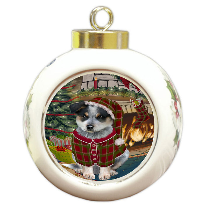 The Stocking was Hung Blue Heeler Dog Round Ball Christmas Ornament RBPOR55580