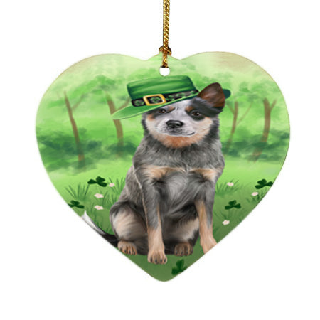 St. Patricks Day Irish Portrait Blue Heeler Dog Heart Christmas Ornament HPOR57928