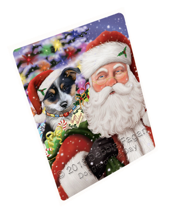 Santa Carrying Blue Heeler Dog and Christmas Presents Large Refrigerator / Dishwasher Magnet RMAG82938