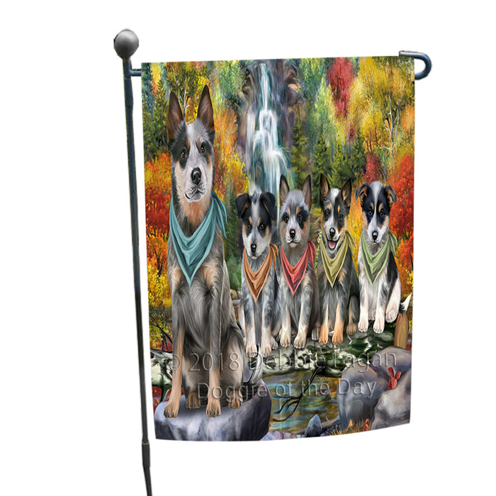 Scenic Waterfall Blue Heelers Dog Garden Flag GFLG51827