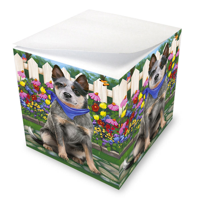 Spring Floral Blue Heeler Dog Note Cube NOC52189