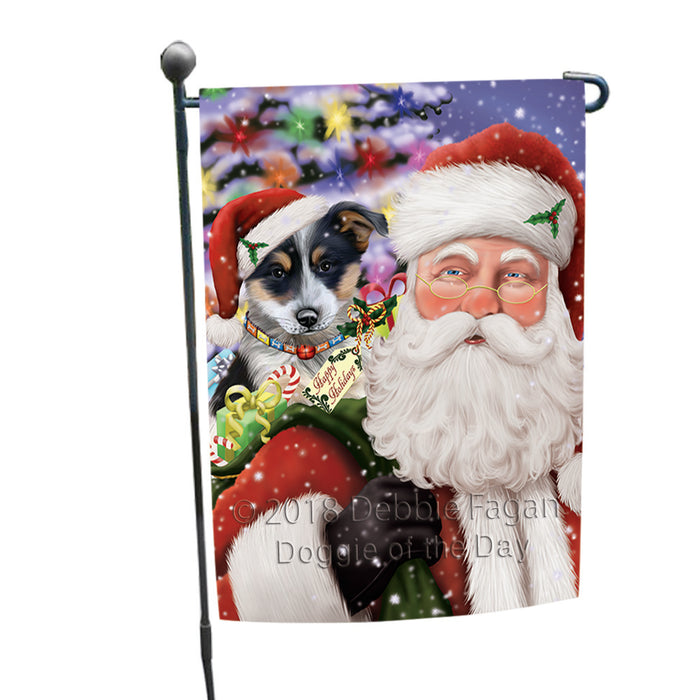 Santa Carrying Blue Heeler Dog and Christmas Presents Garden Flag GFLG53738