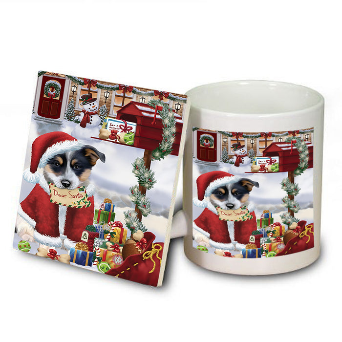 Blue Heeler Dog Dear Santa Letter Christmas Holiday Mailbox Mug and Coaster Set MUC53518