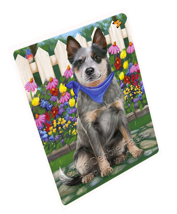 Spring Floral Blue Heeler Dog Large Refrigerator / Dishwasher Magnet RMAG73632
