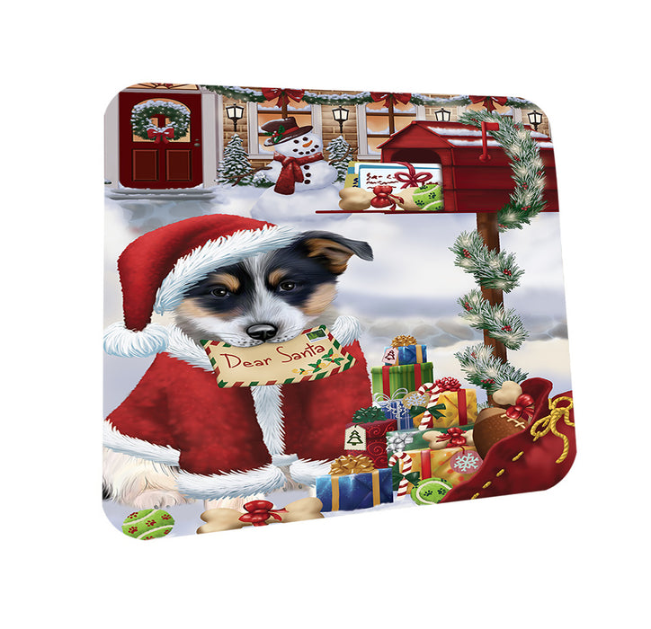 Blue Heeler Dog Dear Santa Letter Christmas Holiday Mailbox Coasters Set of 4 CST53484