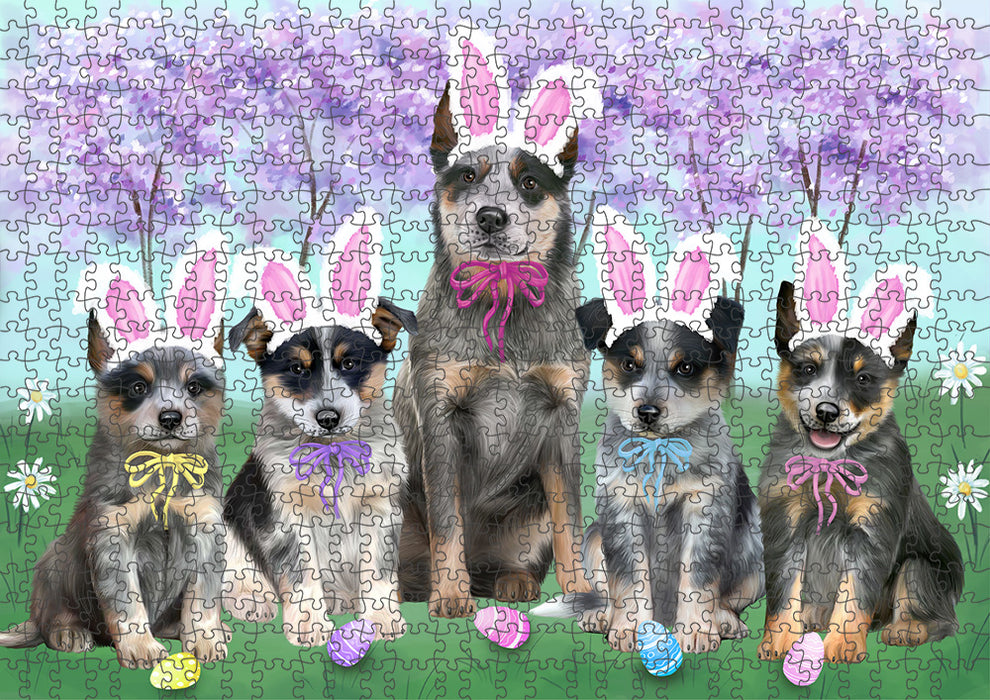 Easter Holiday Blue Heelers Dog Puzzle with Photo Tin PUZL95856
