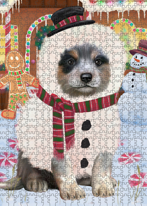 Christmas Gingerbread House Candyfest Blue Heeler Dog Puzzle with Photo Tin PUZL92980