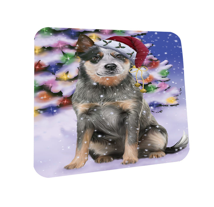 Winterland Wonderland Blue Heeler Dog In Christmas Holiday Scenic Background Coasters Set of 4 CST53698